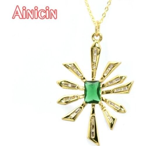 New Arrival Green Zircon Stone Setting Elf Flower Pendants For Earring Making Fashion Women Girls Gift Necklace Jewelry