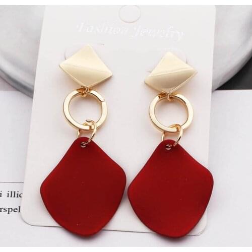 New Fashion Statement Earrings Green White Red Geometric Drop Earrings for Women Punk Metal Earring Trendy Jewelry Elegant