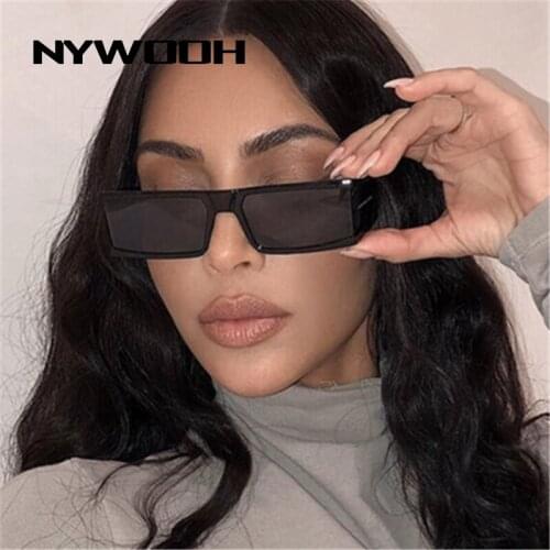 NYWOOH Vintage Sunglasses for Men Women Retro Brand Designer Small Rectangle Sun Glasses Mirror Lens Shades Classic Sunglass
