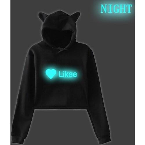 Cat Ear Cute LIKEE Hoodie LIkee Luminous Hoodie New LIKEE Print Hoodies Fashion Girls Casual Sweatshirts