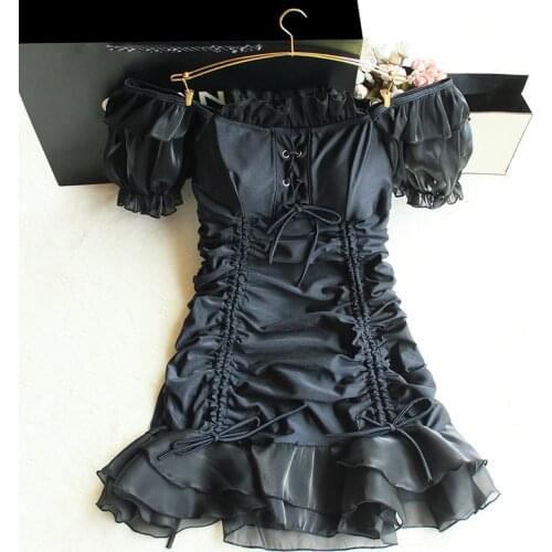 STAERK skirt summer show thin black dust covered the belly pure color swimsuit Korean students