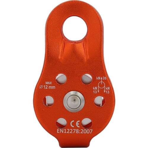 26KN Aluminium Alloy Heavy Duty Single Swivel Rope Pulley Block For 12mm Rope Fixed Single Pulley For Rock Climbing Cavern