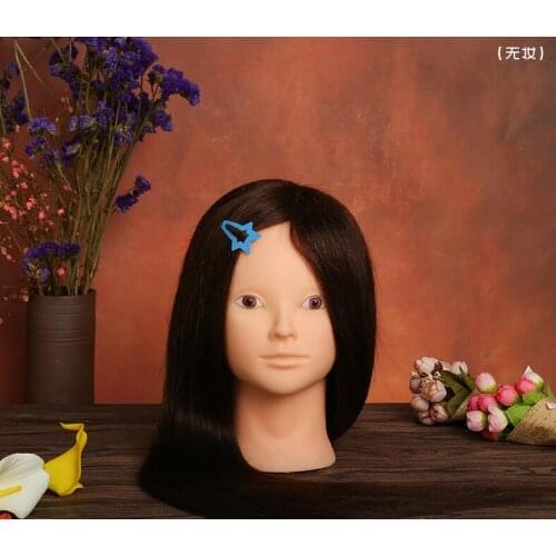 Training Head 100% real hair Professional 68cm Brown hairdressing dolls head Mannequin Hairdressing Styling Mannequin Head