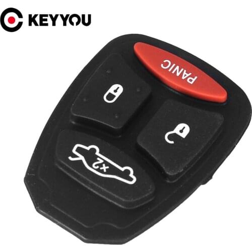 KEYYOU Replacement Remote Car Key Case Rubber Pad 4 Buttons For Dodge For Jeep For Cheysler 300 Aspen Durango Magnum Charger Ram