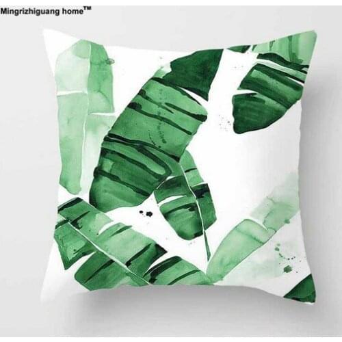 1PC Tropical Plants Green Leaves Monstera Cushion Covers Hibiscus Flower Cushion Cover Decorative Linen Pillow Case OU 014