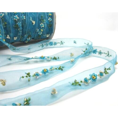 1 Yard 5/8 Inch Embroidered Rose Bud|Mauve|Colorful Flower Ribbon Trim|Scrapbook|Doll Lace|Quilt|Sewing Couture|Supplies