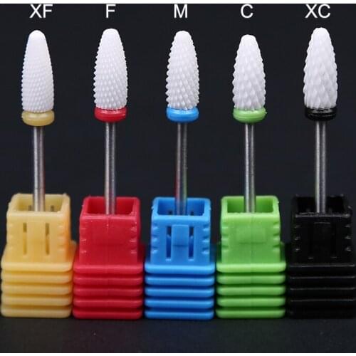 10PCS/Bag Ceramic Carbide Nail Drill Bit Rotate Burr Milling Nail Cutter Bits Electric Drill Machine For Manicure Pedicure Tools