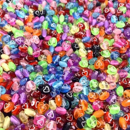100pcs/lot 6mm Heart-Shaped Acrylic Beads Transparent Spacer Loose Beads For Jewelry Making DIY Bracelet Necklace Accessories