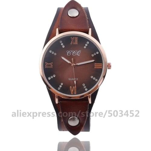 100pcs/lot CCQ 92016 Relojes Para Mujer Casual Genuine Leather Analog Quartz Erkek Kol Saat Factory Price New Wristwatch