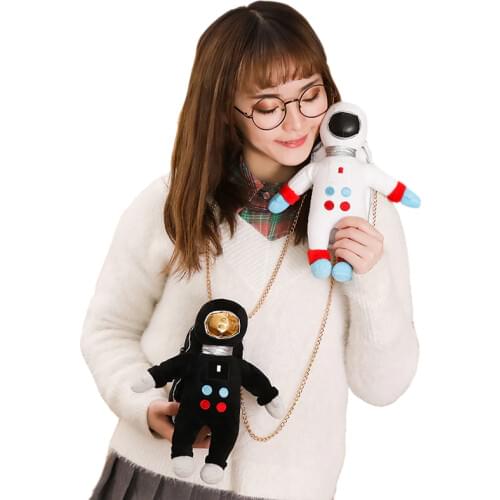 26cm Cartoon Astronaut Plush Bag Lifelike Space Plush Toy Keychain Shoulder Bag Kids Toys Birthday Christmas Gift