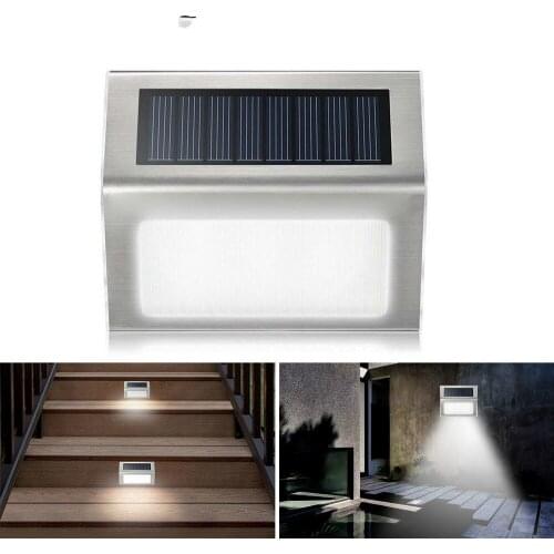 4pcs Solar Wand Licht Edelstahl 3LED Solar Outdoor Wand Licht Wasserdichte Solar Power Garten Zaun Licht Garten Pfad Zaun Licht