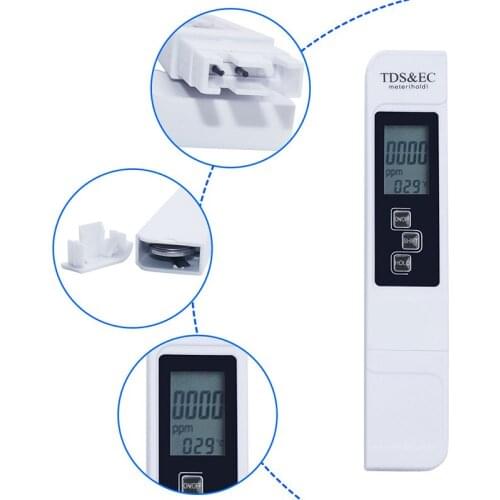 5pcs 3 in 1 TDS EC Meter Temperature LCD Digital Tester Pen Water Quality Detector Conductivity Meter Testing Pen Level Tester