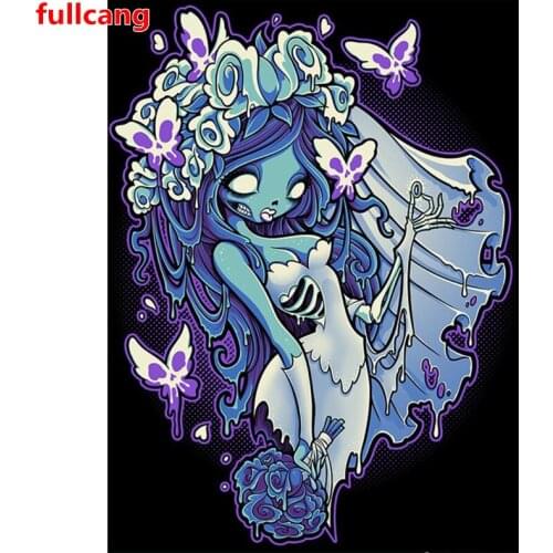 Modern Shy Skull Girl bride 5d Diy diamond painting full square Round resin diamond embroidery Rhinestone Cartoon,JX2432