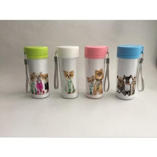 Water Bottle cute dog pattern print Plastic 350ml Lemon H2O Portable Sports For Outdoor Sport Running Camping 1PCS