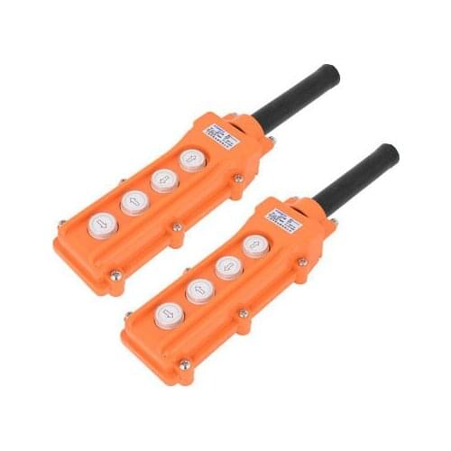COB62A Up Down 4 Ways Orange Rainproof Hoist Crane Pushbutton Switch 2 PCS