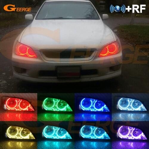 For LEXUS IS200 IS300 1998-2005 Excellent RF remote Bluetooth APP Multi-Color Ultra bright RGB LED Angel Eyes Day Light