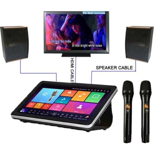 Karaoke home system+speakers+Mixer Amplifier+15.6"Touch Screen+ 2Wreless Karaoke Microphones hdd player