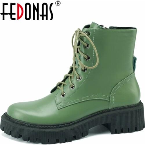 FEDONAS Casual Women Ankle Boots Fashion Genuine Leather Cross-Tied Autumn Winter Shoes Woman Outdoor Leisure Motorcycle Boots