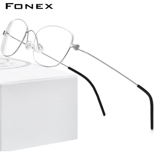 FONEX Titanium Alloy Eyeglasses Frame Women Prescription Glasses Men Korean Myopia Optical Frame Morten Screwless Eyewear 7511
