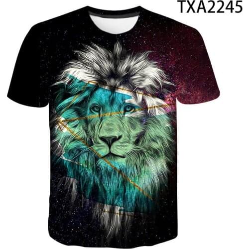 Fashion Animal Series Lion Cool 3D Printed T Shirt Summer Style Men Women Children Short Sleeve Boy Girl Kids Casual Cotton Tops