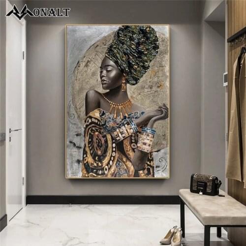Graffiti Art African Woman Headscarf Portrait Colourful Girl Canvas Print Oil Painting Hand Painted Abstract Poster Living Room