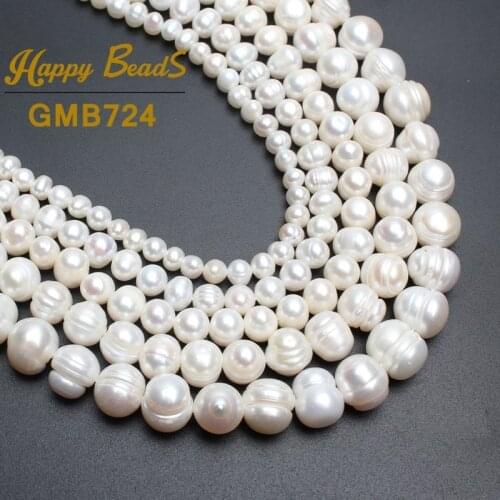 Natural Fresh water White Pearl Round Beads For Jewelry Making Bracelet Necklace 15"4mm 6mm 8mm 9mm 10mm 11mm Free Shipping