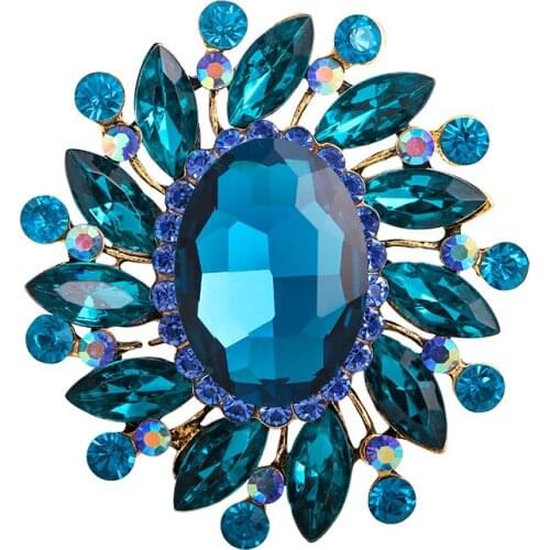 Fashion Crystal Brooches Red Rhinestone Coat Scarf Buckle Sweater Buckle Coat Pins Party Jewelry Brooch