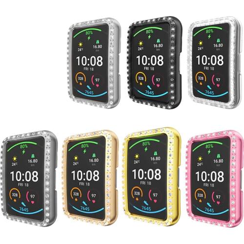 TPU Soft Luxury Diamond Protector Case Shell Edge Frame For Huawei Watch Fit Strap Band Protective Film Strap For Huawei fit