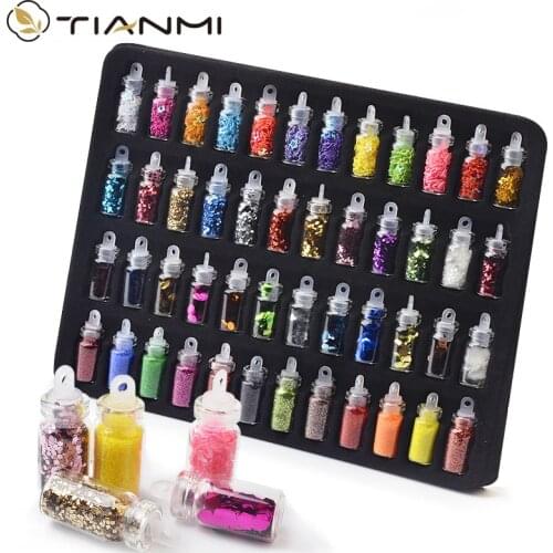 48 Bottles/Set Nail Art Sequins Glitter Powder Manicure Decoral Tips Polish Nail Stickers Mixed Design Case Set 2021