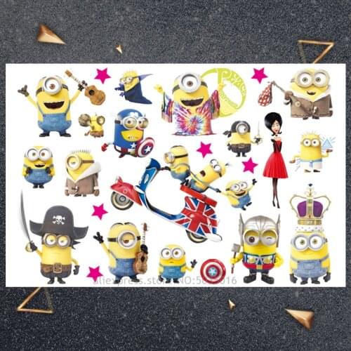 Hasbro yellow Doll combination Children Cartoon Temporary Tattoo Sticker For Boys Cartoon Toys Waterproof Party Kids Gift