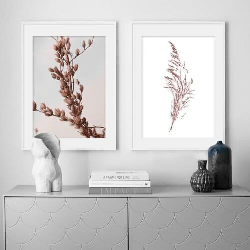 Pink Reed Grass Flower Plant Wall Art Picture Abstract Beautiful Canvas Painting Home Decor Mural Poster Prints For Living Room