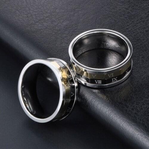 1pcs New Arrivals Three-color Calendar Week Roman Digital Steel Titanium Rings Creative Rotate Time Rings For Women Men Jewelry