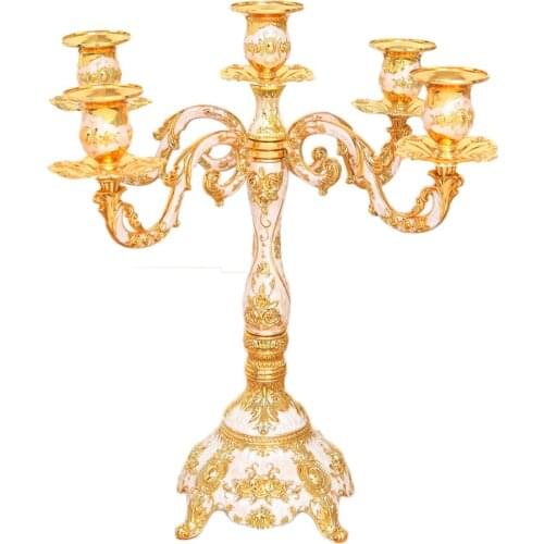 New Arrival Candle Holder 5-arms Golden Plated Candelabra Romantic And Luxury Metal For Wedding Events Or Party Decor