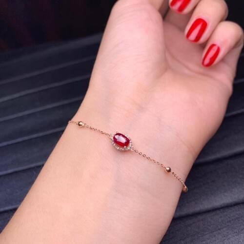 Charming red ruby gemstone bracelet with balls girl golden jewelry gold color natural gem elegant character party birthday gift