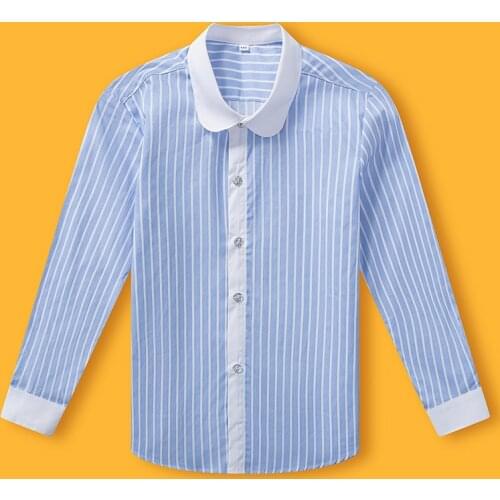 Boys Formal Shirt Summer White 100% Cotton Shirt School Kids Performance Blouse Photograph Girls T Shirt Teenager JK Shirt