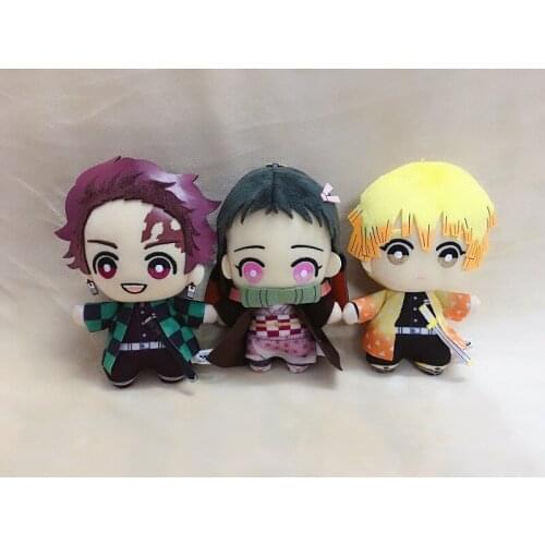 Original Japan Cartoon Demon Slayer Kamado Tanjirou Kamado Nezuko Agatsuma Zenitsu Plush Toy Doll Key Pendant Backpack Decor