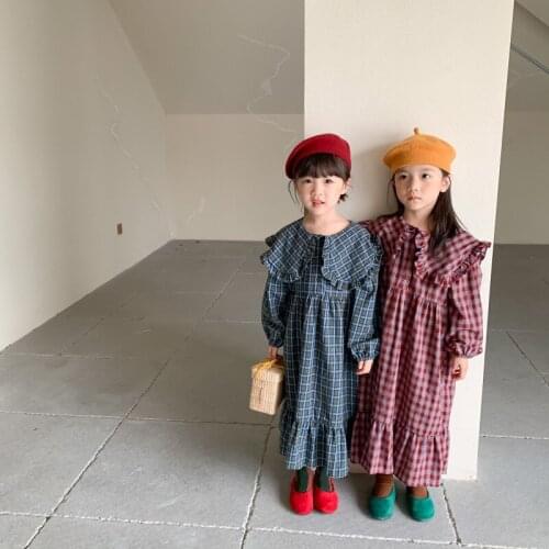 Girl Dress Kids Baby Gown 2021 Plaid Spring Autumn Toddler School Uniform Dresses Christmas Cotton Children Clothing