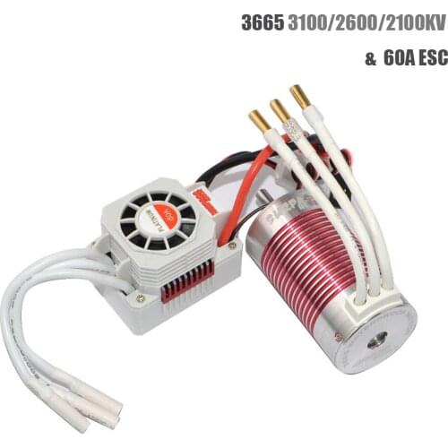 Platinum Waterproof 3665 3100KV 2600KV 2100KV Brushless Motor with 60A ESC for RC Car 1/10 Motor RC Rock Crawler