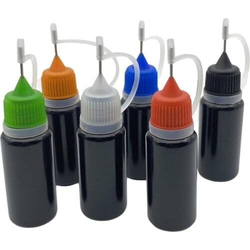 20pcs Empty Black PE 10cc Vial Plastic Dropper Bottle With Metal Needle Cap E Liquid 10ml Bottles