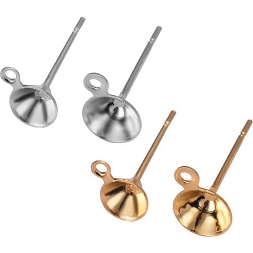 100Pcs/Lot Stainless Steel Blank Post Stud Earring Pins Settings Base Ear Post Supplies For DIY Jewelry Making Finding Wholesale