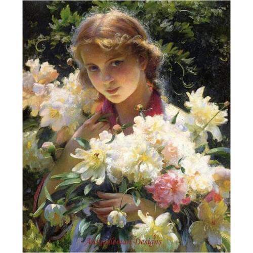 Needlework for embroidery DIY French DMC High Quality - Counted Cross Stitch Kits 14 ct Oil painting - Peonies
