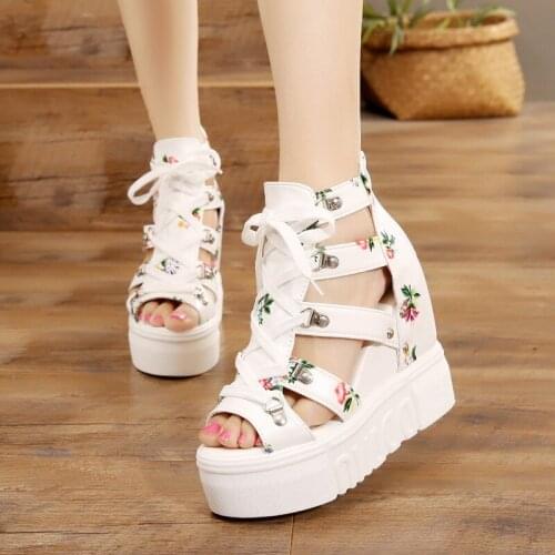 Fashion Women Sandals Summer New Fashion Wedge Sandals New Open Toe Fish Head Fashion Platform High Heels Women Lace up Shoes