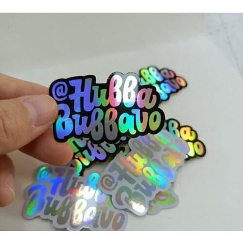 Die Cut Shaped Lip gloss Tube Adhesive Labels Custom Logo Holographic Rainbow Sticker Labels