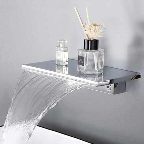 Bathroom Sink Faucet Wall Mounted Bathtub Waterfull Faucets Soild Brass Faucet Basin Waterfull Water Taps Mixer Hot And Cold
