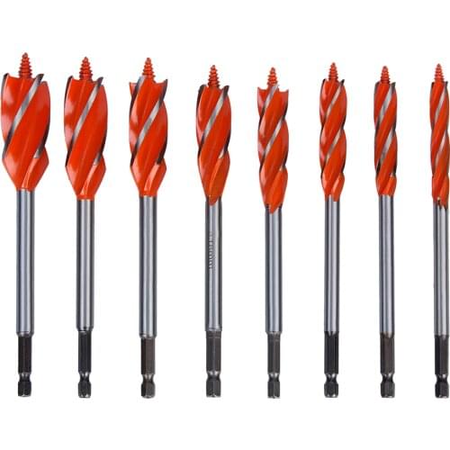 8PCS 10-25mm Twist Drill Bit Set Four Edges Four Slot Carpenter Tools High carbon steel Drill Bit For Woodworking Drilling