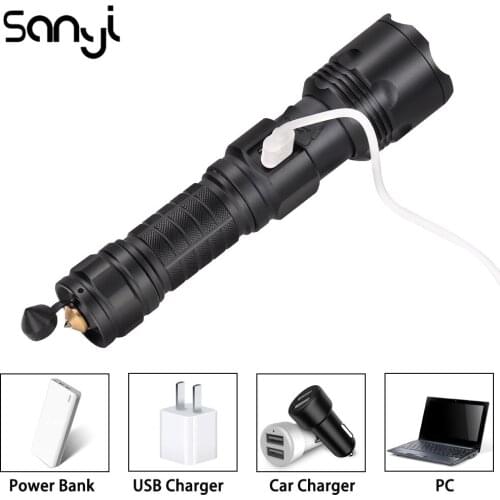 Waterproof LED Flashlight 5 Lighting Modes Lantern Zoomable Camping Flashlamp Torch USB Charging Emergency Working Light