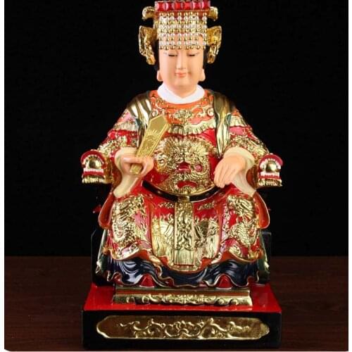 High-grade Home Hall Talisman Mascot Goddess of SEA Matsu MAZU Guanyin Buddha gilding Sculpture statue 28cm