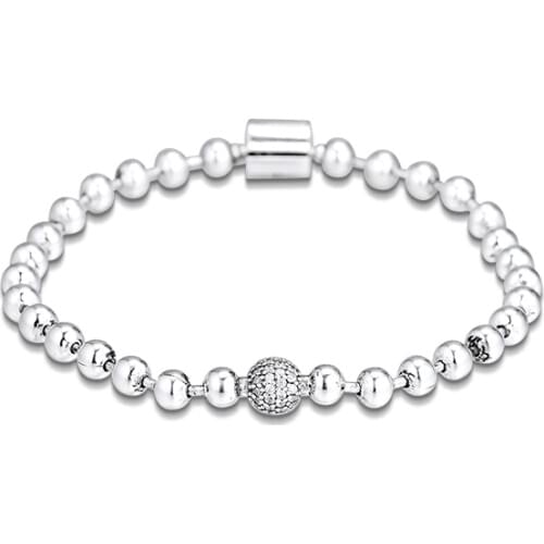 Fandola Beads & Pave Bracelet Femme 925 Sterling Silver Chain Bangles Bracelets for Women Fashion Jewelry brazalete mujer