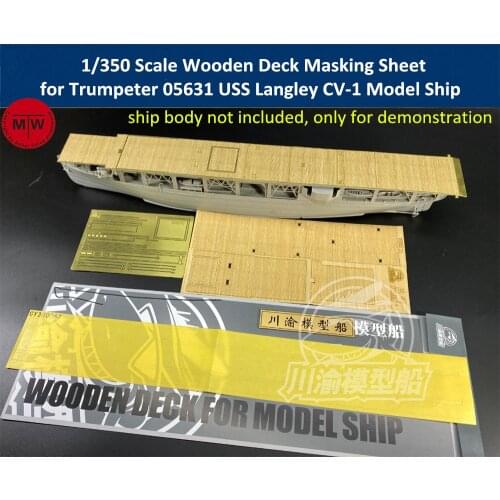 1/350 Scale Wooden Deck Masking Sheet PE for Trumpeter 05631 USS Langley CV-1 Model Ship TMW00095