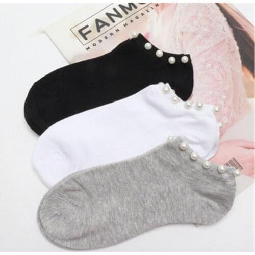 1 Pair Summer Comfortable Women Cotton Lovely Candy Colorful Imitation Pearl Socks Casual Lovely Girls Short Low Hosiery Socks